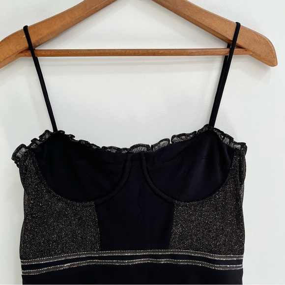H:OURS x REVOLVE El Dorado Mini Dress in Black Gold Glitter Bustier Top Large - Picture 5 of 10